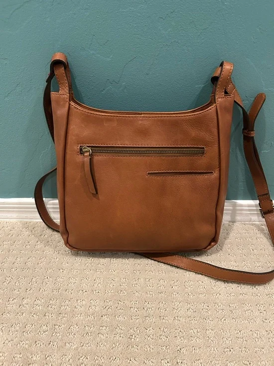 New Super Soft  Woven Leather Crossbody Bag - Tan/Brown - Picture 10 of 13